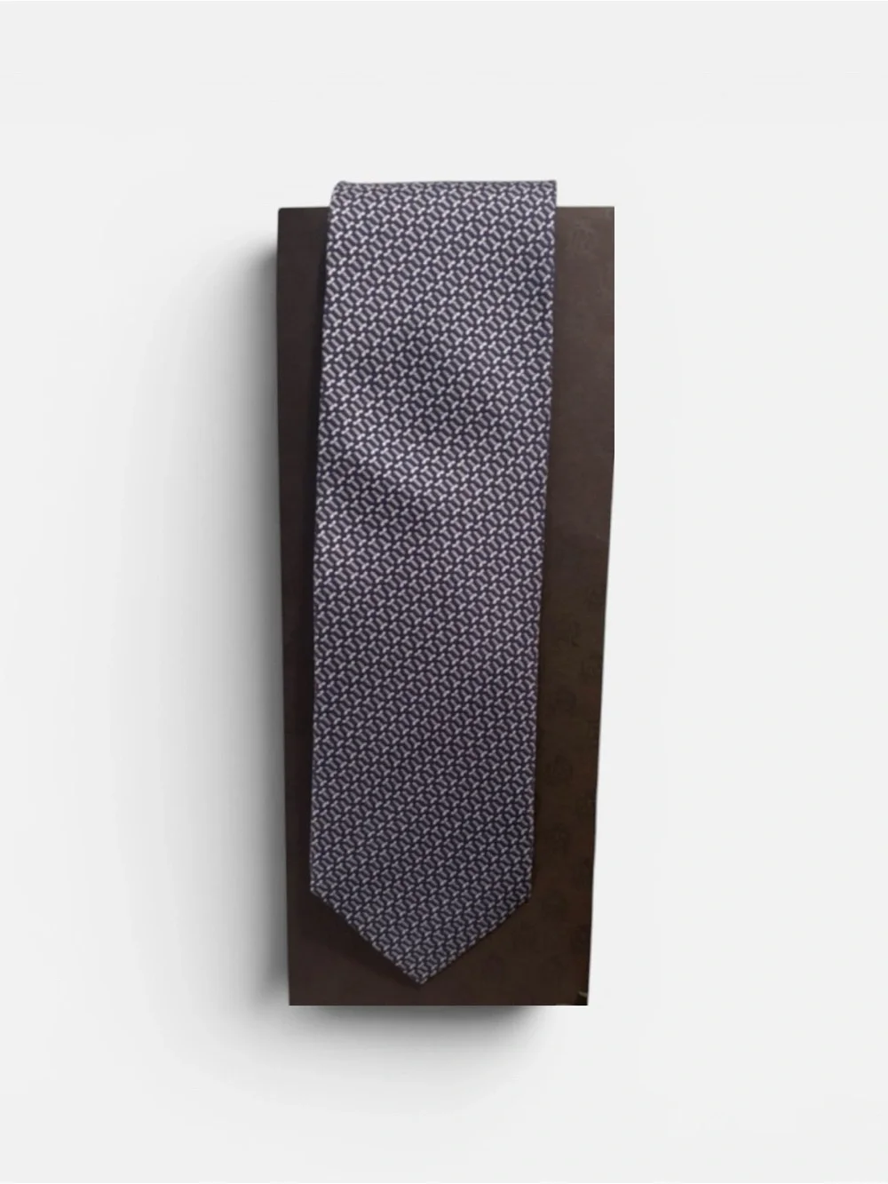 Dunhill London 100% Silk Tie Navy & White Geometric Micro Pattern Italy + Box